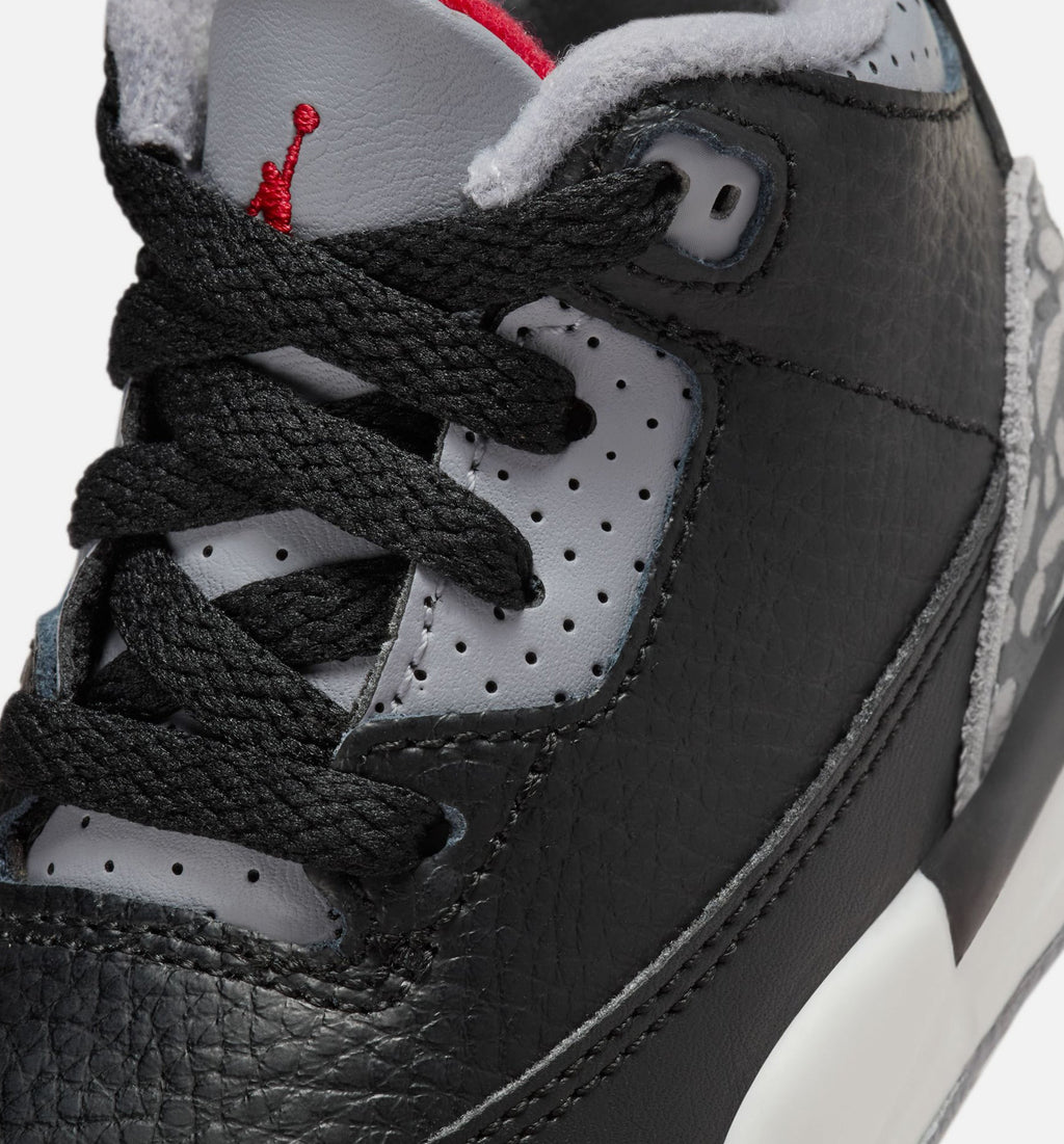 Air Jordan 3 Retro Black Cement Infant/Toddler Shoes - Black Fire Red Cement Grey White