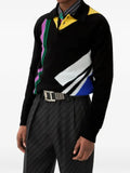 Versace wool intarsia knit polo jumper