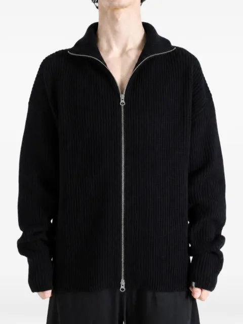extreme cashmere ribbed-knit zip-up sweater