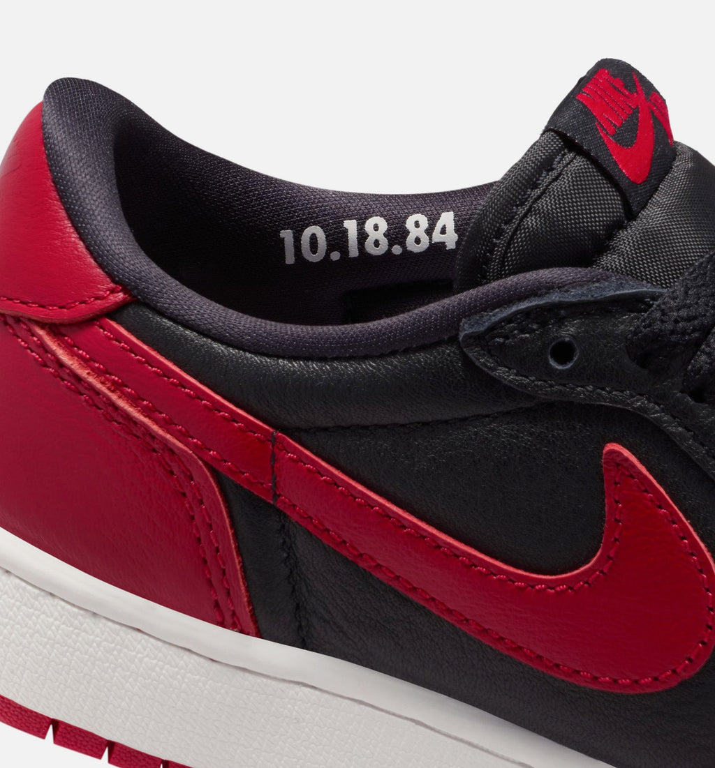 Air Jordan 1 Retro Low OG Banned Grade School Lifestyle Shoe - Black/Black/Varsity Red/Summit White