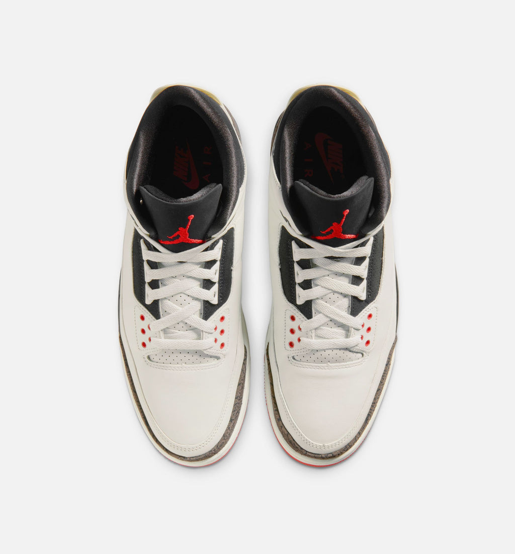 Air Jordan 3 Retro Sail and University Red Men's Sneakers - Sail / Black / University Red / Pale Ivory