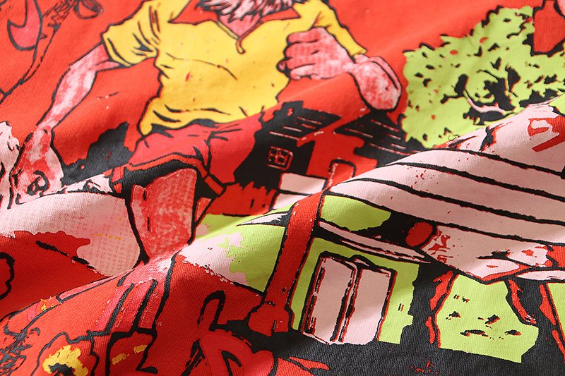 VALE USA Washed Red Graphic T-Shirt