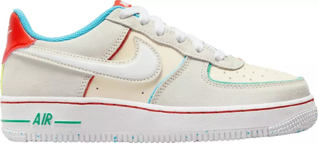Big Kid's Nike Air Force 1 LV8 2 BG Pale Ivry/Wt-Picante Rd (FQ8350 110)