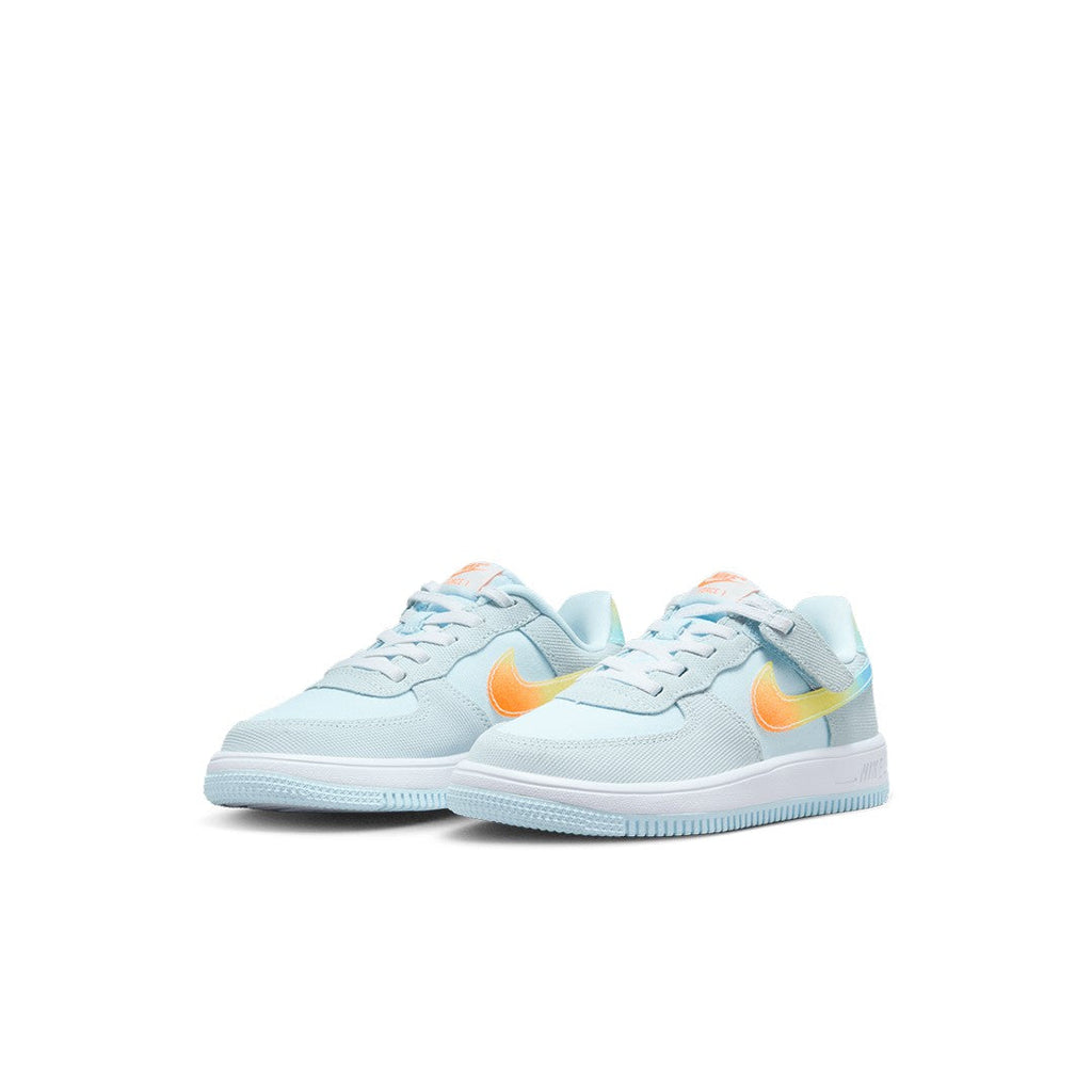 Little Kid's Nike Force 1 Low EasyOn Glacier Bl/Total Orng (HF4783 474)