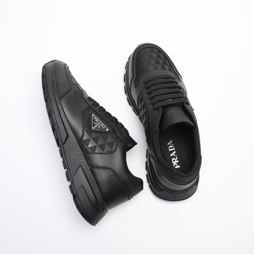 Prada Men's Black Triangle-Plaque Sneakers